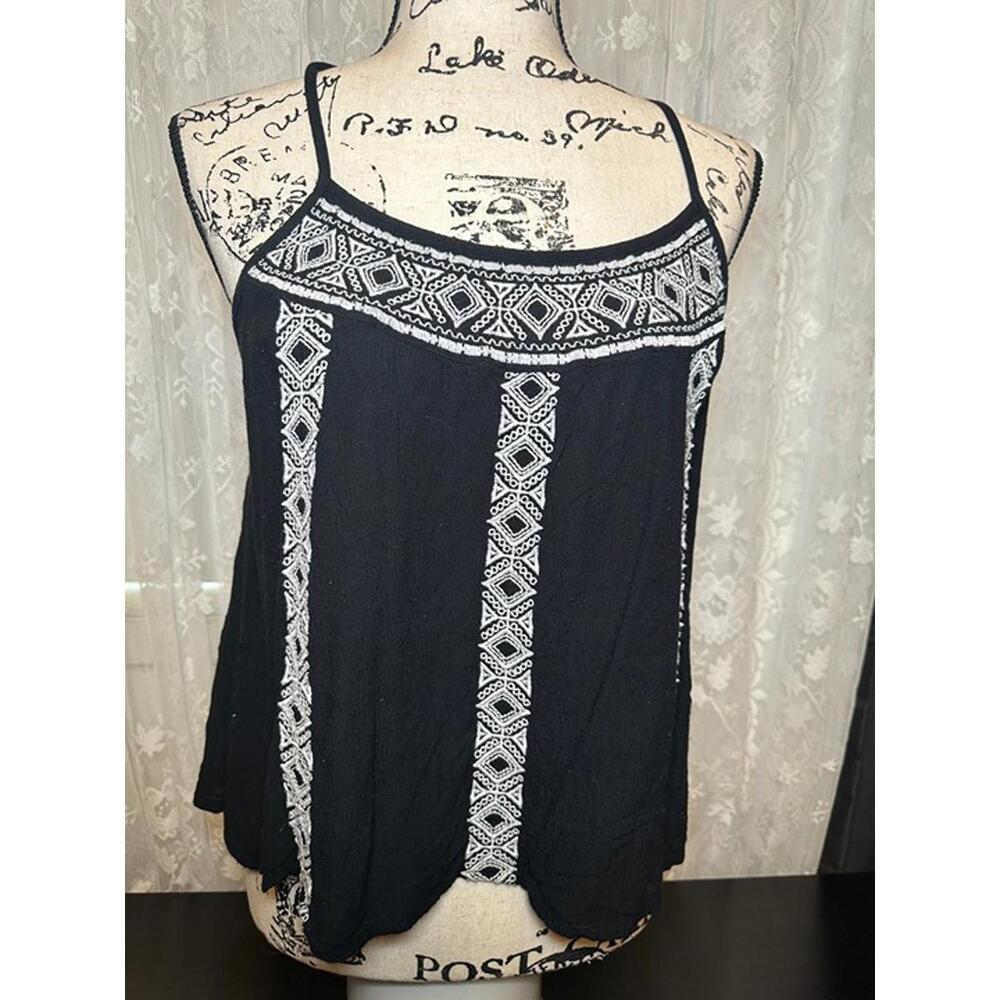 Mossimo Black Embroidered Boho Tank Top – Size Small
